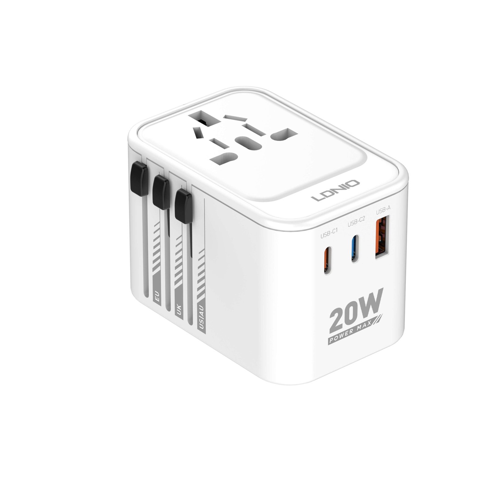 Ldnio 3 USB Ports 65W GaN Travel Multi Plug Adapter