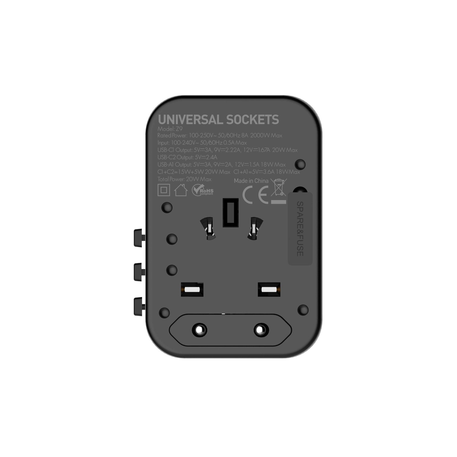 Ldnio 3 USB Ports 65W GaN Travel Multi Plug Adapter