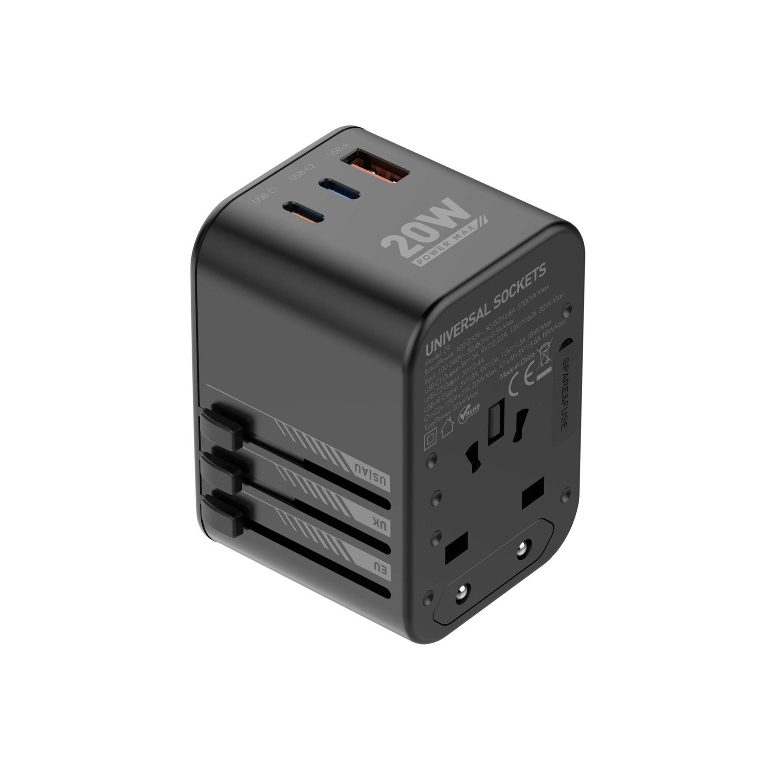 Ldnio 3 USB Ports 65W GaN Travel Multi Plug Adapter