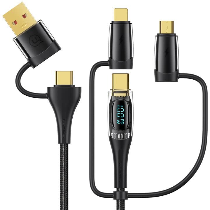 USAMS Aluminum Alloy Data Cable 4 in 1 To C, Lightning, Normal